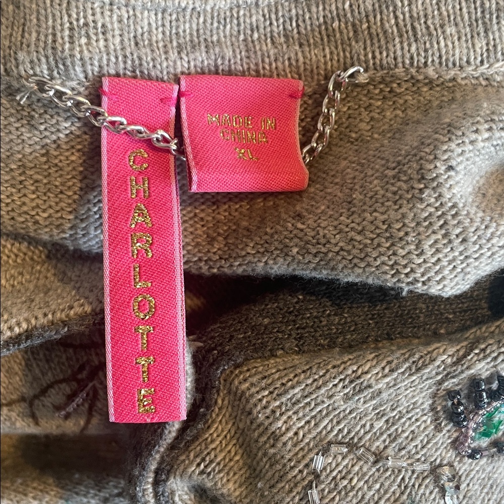 Charlotte Tarantola Floral Embroidered Cardigan - Gray and Green - Picture 2 of 3